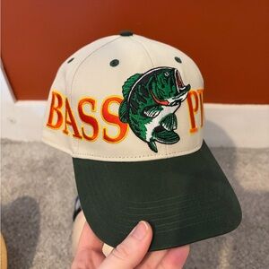 Bass Pro Shops Cream and Green Fish Logo Hat